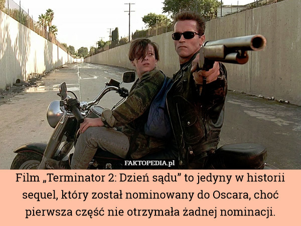 Film „Terminator 2: Dzień sądu” to jedyny w historii sequel, który został nominowany do Oscara, choć pierwsza część nie otrzymała żadnej nominacji. 