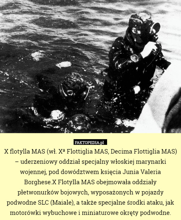 X flotylla MAS (wł. Xª Flottiglia MAS, Decima Flottiglia MAS) – uderzeniowy oddział specjalny włoskiej marynarki wojennej, pod dowództwem księcia Junia Valeria Borghese.X Flotylla MAS obejmowała oddziały płetwonurków bojowych, wyposażonych w pojazdy podwodne SLC (Maiale), a także specjalne środki ataku, jak motorówki wybuchowe i miniaturowe okręty podwodne. 