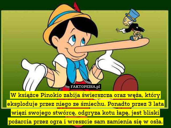 W książce Pinokio zabija świerszcza