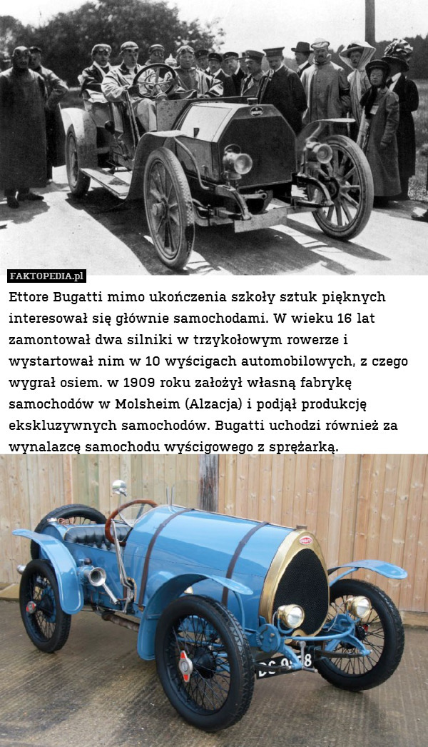 Ettore Bugatti mimo ukończenia