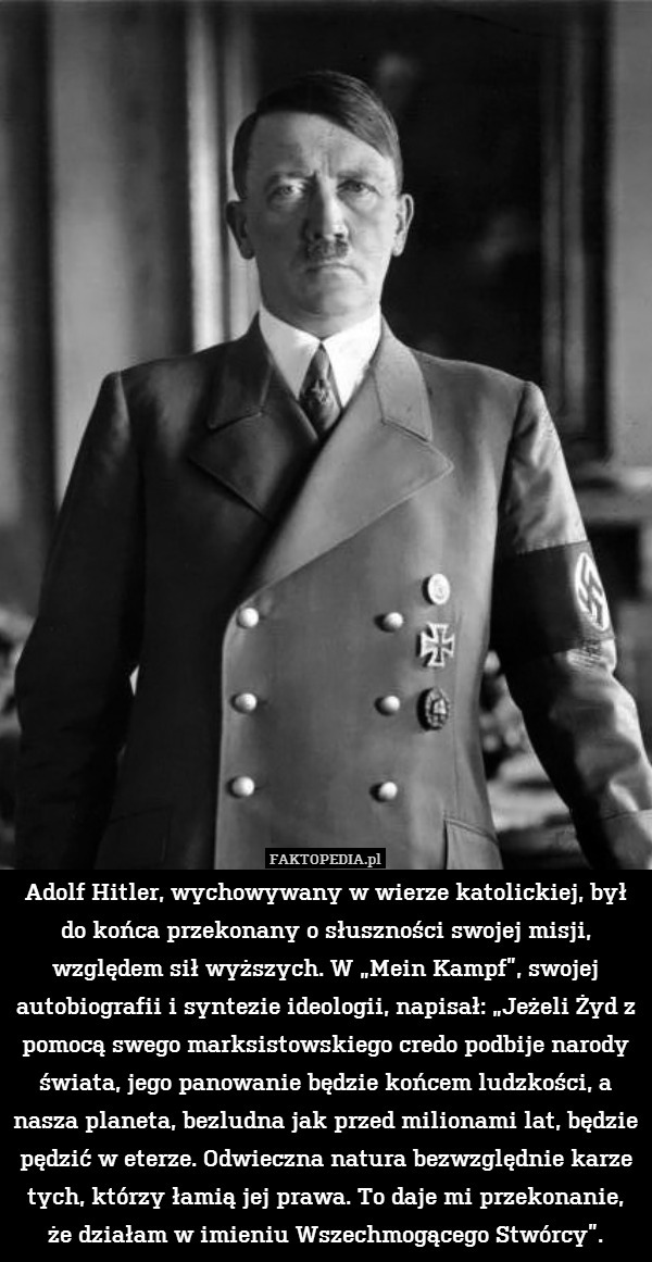 Adolf Hitler, wychowywany w wierze