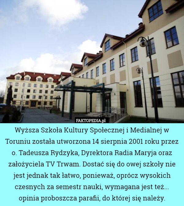 Wyższa Szkoła Kultury Społecznej i Medialnej w Toruniu została...