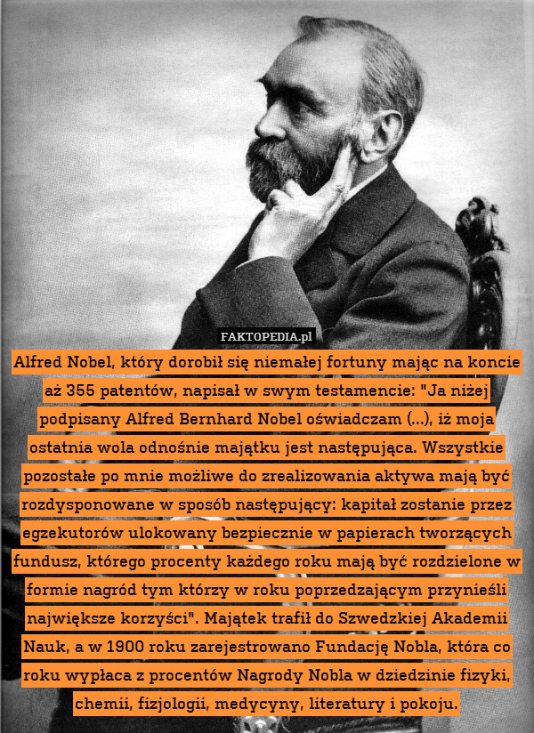 Alfred Nobel, który dorobił się