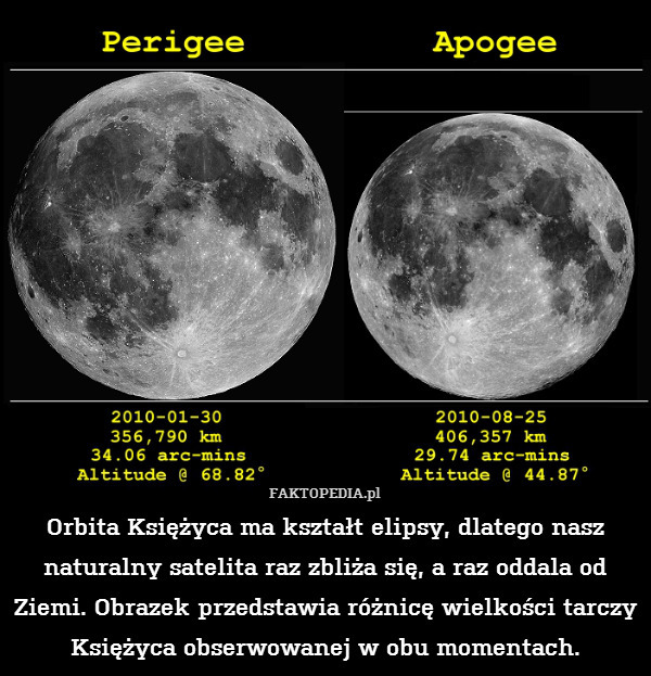 Orbita Księżyca ma kształt elipsy,