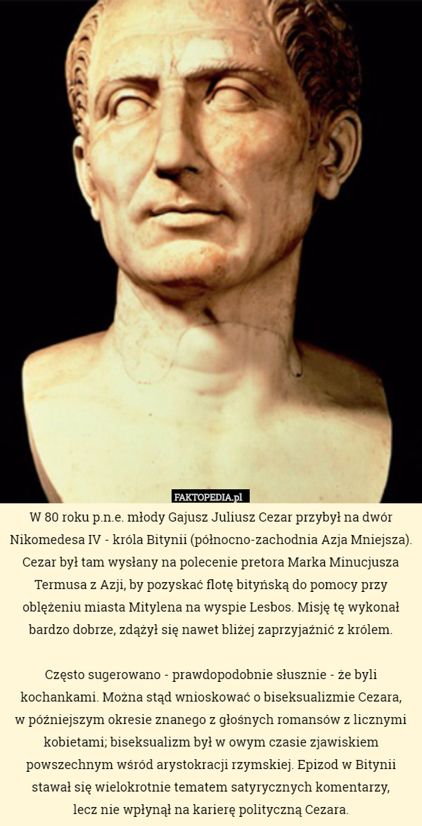 W 80 roku p.n.e. młody Gajusz Juliusz Cezar przybył na dwór...