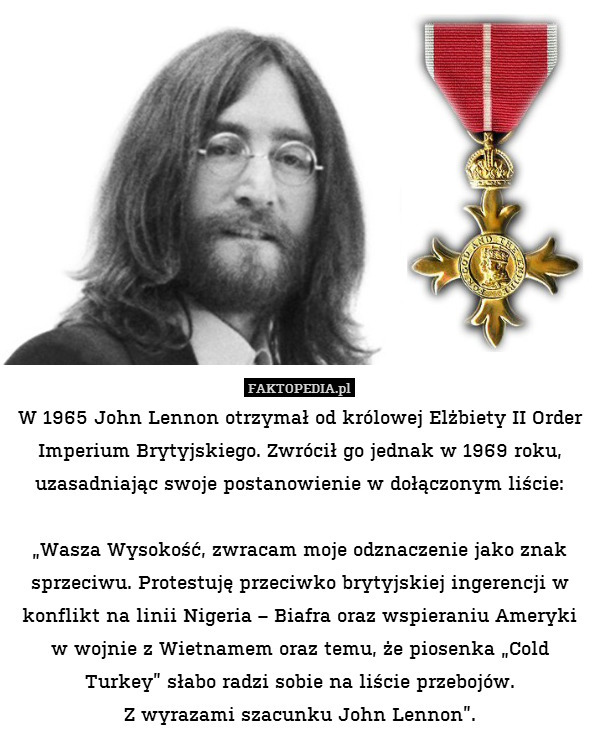 W 1965 John Lennon otrzymał od