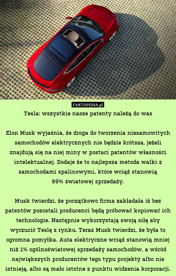 Tesla: wszystkie nasze patenty