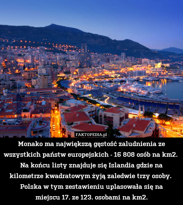 Monako ma największą gęstość zaludnienia