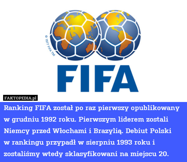Ranking FIFA został po raz pierwszy