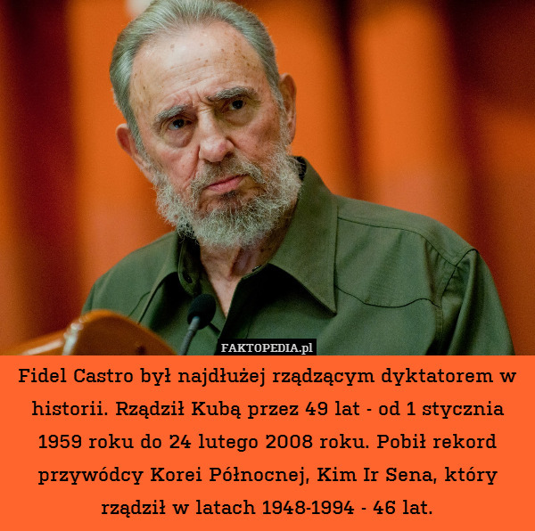 Fidel Castro był najdłużej rządzącym