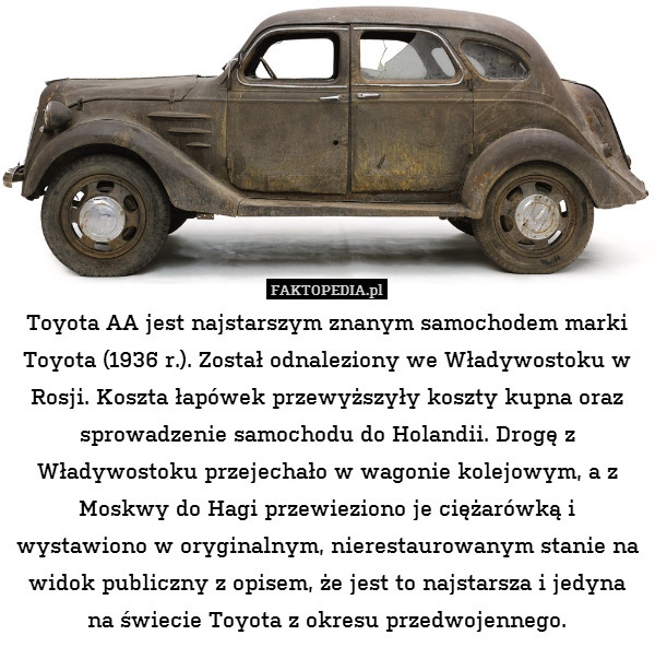 Toyota AA jest najstarszym znanym samochodem marki Toyota (1936r).Został