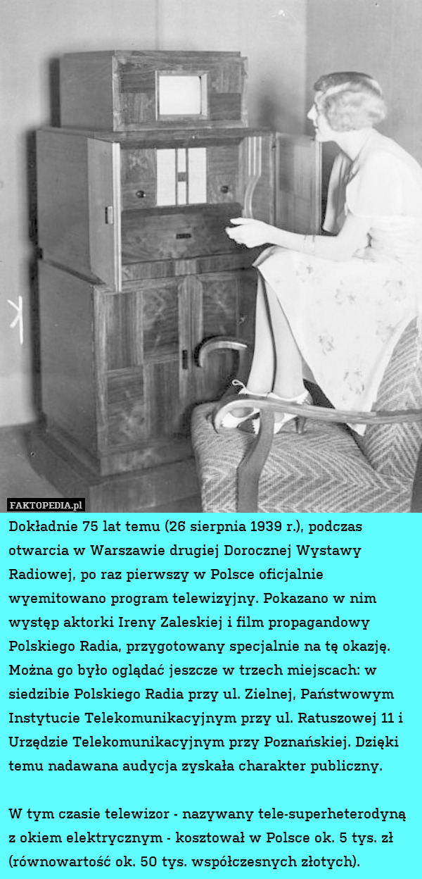 Dokładnie 75 lat temu (26 sierpnia 1939 r.), podczas otwarcia w Warszawie