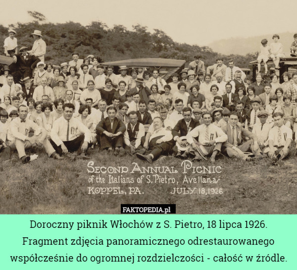 Doroczny piknik Włochów z S. Pietro, 18 lipca 1926. Fragment zdjęcia...