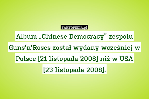 Album "Chinese Democracy" zespołu Guns'n'Roses został
