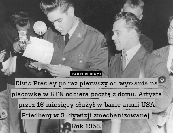 Elvis Presley po raz pierwszy od wysłania na placówkę w RFN odbiera pocztę