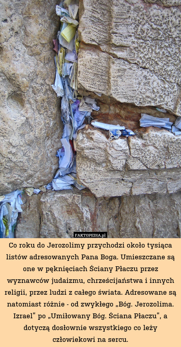 Co roku do Jerozolimy przychodzi około tysiąca listów adresowanych Pana