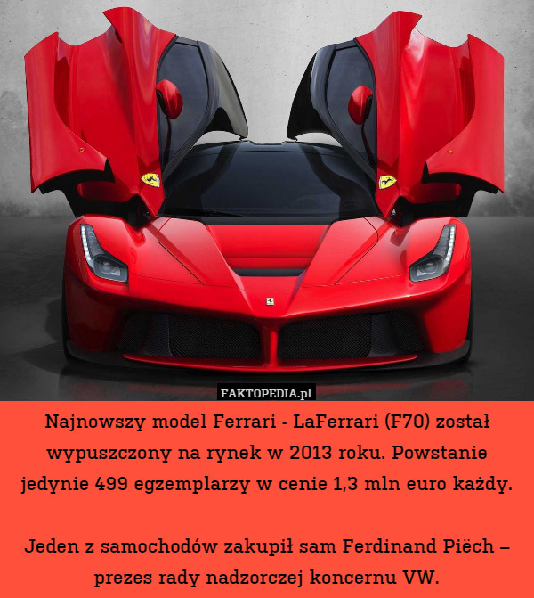 Najnowszy model Ferrari - LaFerrari (F70) został wypuszczony na rynek w