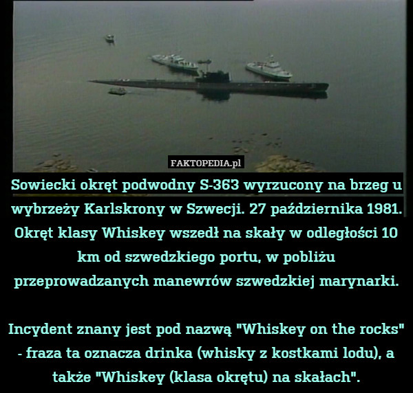 Sowiecki okręt podwodny S-363 wyrzucony na brzeg u wybrzeży Karlskrony w