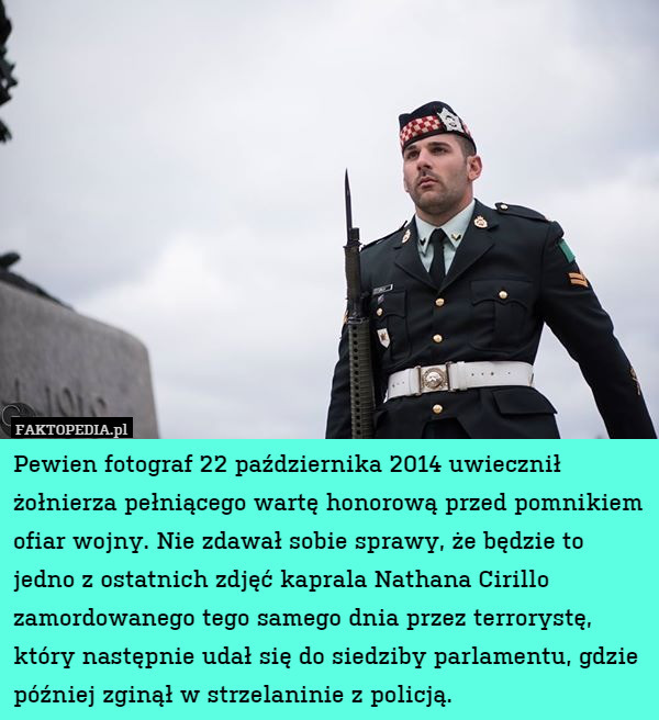 Pewien fotograf 22 października 2014 uwiecznił żołnierza pełniącego wartę