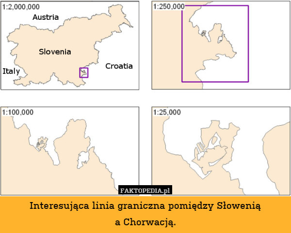Interesująca linia graniczna pomiędzy Słoweniąa Chorwacją.