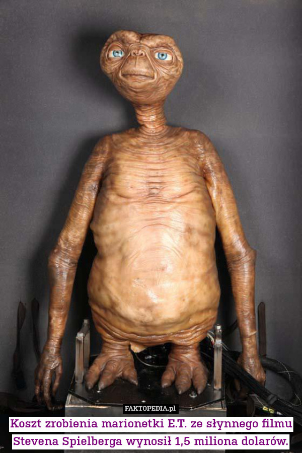 Koszt zrobienia marionetki E.T. ze słynnego filmu Stevena Spielberga wynosił
