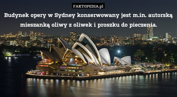 Budynek opery w Sydney konserwowany jest m.in. autorską mieszanką oliwy
