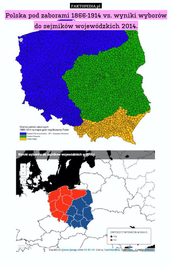 Polska pod zaborami 1866-1914 vs. wyniki wyborów do sejmików wojewódzkich
