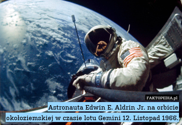 Astronauta Edwin E. Aldrin Jr. na orbicie okołoziemskiej w czasie lotu Gemini