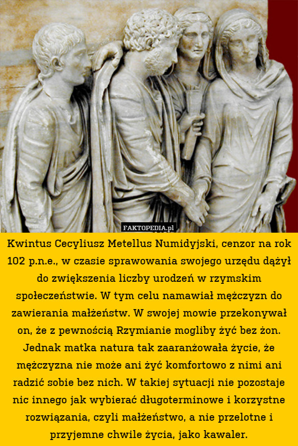 Kwintus Cecyliusz Metellus Numidyjski, cenzor na rok 102 p.n.e., w czasie