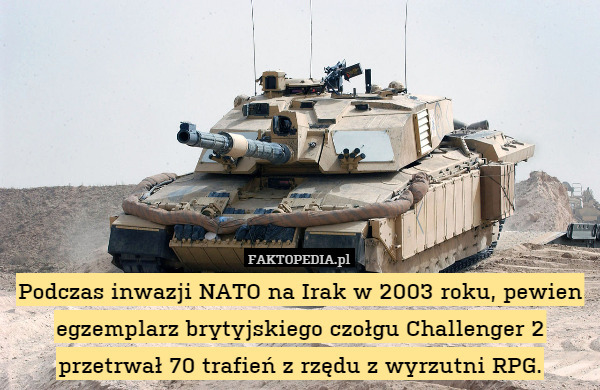 Podczas inwazji NATO na Irak w 2003 roku, pewien egzemplarz brytyjskiego