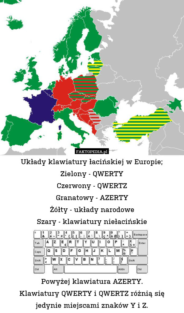 Układy klawiatury łacińskiej w Europie;Zielony - QWERTYCzerwony - QWERTZ