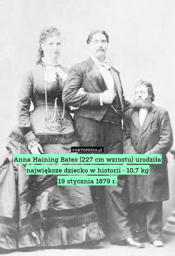 Anna Haining Bates (227 cm wzrostu) urodziła największe dziecko w historii
