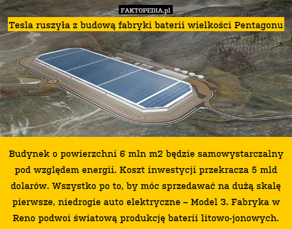 Tesla ruszyła z budową fabryki baterii wielkości... PentagonuBudynek