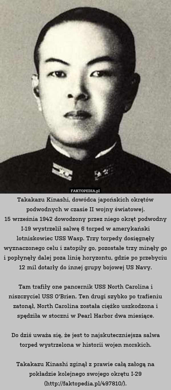 Takakazu Kinashi, dowódca japońskich okrętów podwodnych w czasie II wojny