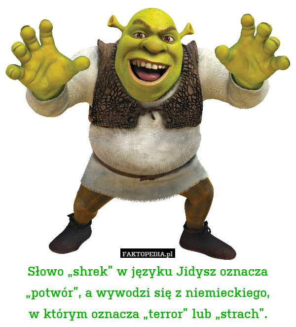 Słowo „shrek” w języku Jidysz oznacza „potwór”, a wywodzi się z niemieckiego,