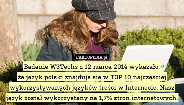 Badanie W3Techs z 12 marca 2014 wykazało, że język polski znajduje się w