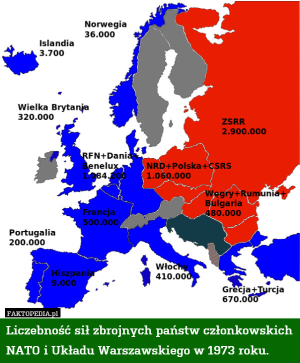 Liczebność sił zbrojnych państw członkowskich NATO i Układu Warszawskiego
