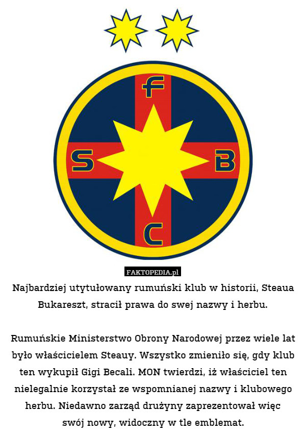 Najbardziej utytułowany rumuński klub w historii, Steaua Bukareszt, stracił