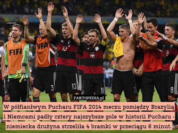 W półfianłwym Pucharu FIFA 2014 meczu pomiędzy Brazylią i Niemcami padły