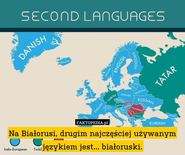 Na Białorusi, drugim najczęściej używanym językiem jest... Białoruski