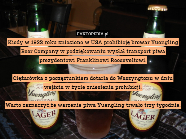 Kiedy w 1933 roku zniesiono w USA prohibicję browar Yuengling Beer Company