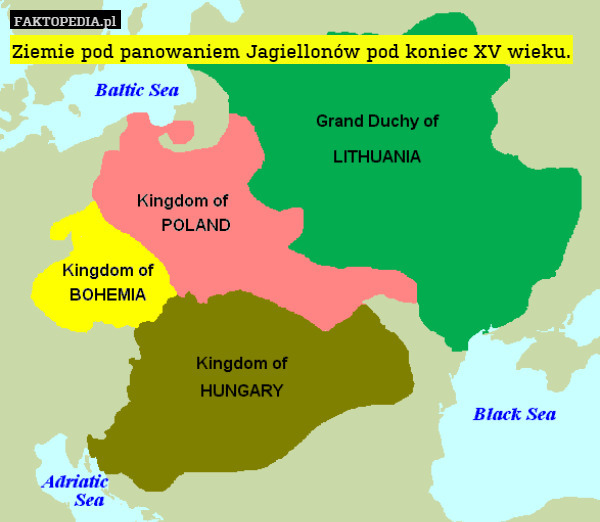 Ziemie pod panowaniem Jagiellonów pod koniec XV wieku