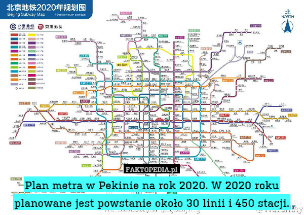 Plan metra w Pekinie na rok 2020. W 2020 roku planowane jest powstanie około