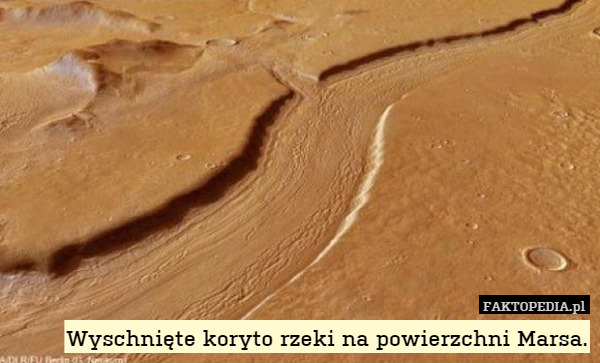 Wyschnięte koryto rzeki na powierzchni Marsa.
