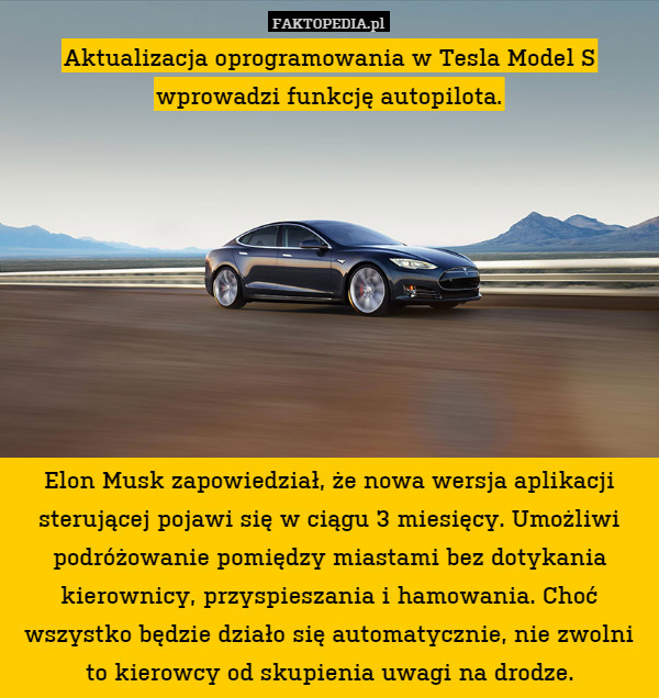 Aktualizacja oprogramowania w Tesla Model S wprowadzi funkcję autopilota