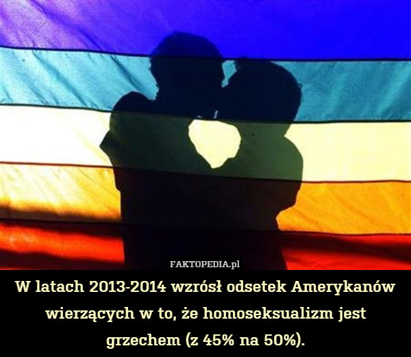 W latach 2013-2014 wzrósł odsetek Amerykanów wierzących w to, że homoseksualizm