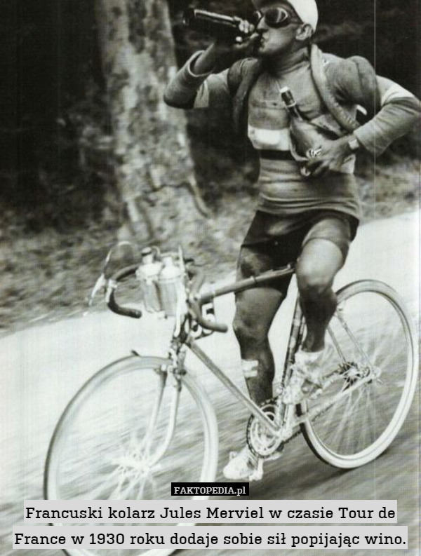 Francuski kolarz Jules Merviel w czasie Tour de France w 1930 roku dodaje