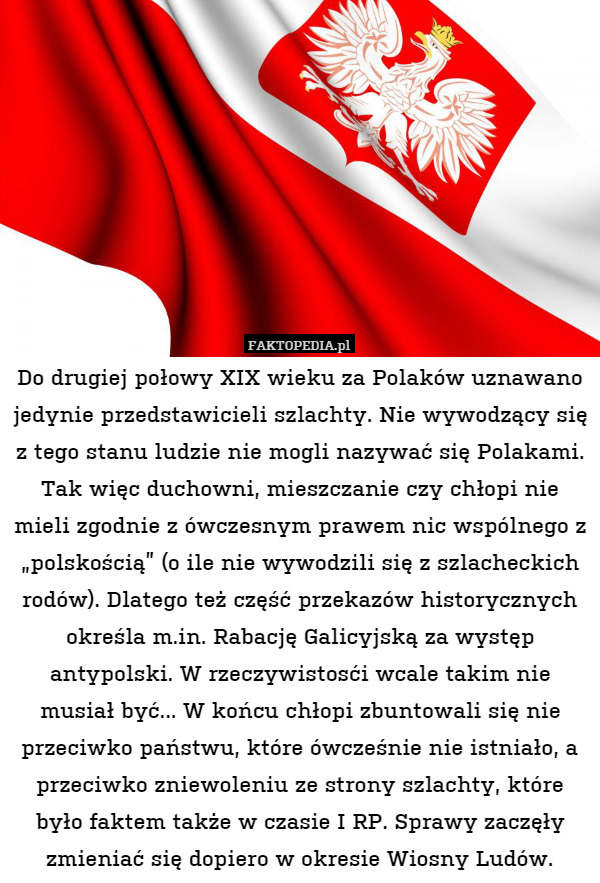 Do drugiej połowy XIX wieku za Polaków uznawano jedynie przedstawicieli