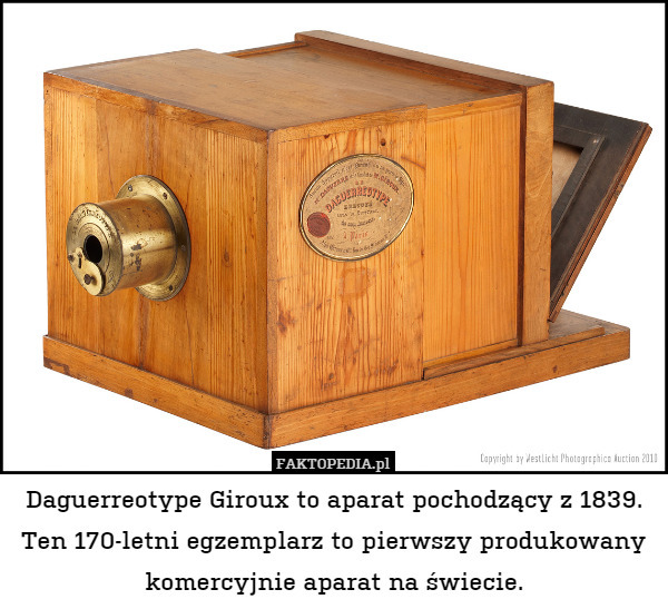 Daguerreotype Giroux to aparat pochodzący z 1839. Ten 170 letni egzemplarz