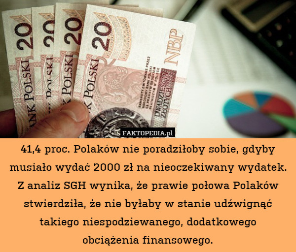 41,4 proc. Polaków nie poradziłoby sobie, gdyby musiało wydać 2000 zł na